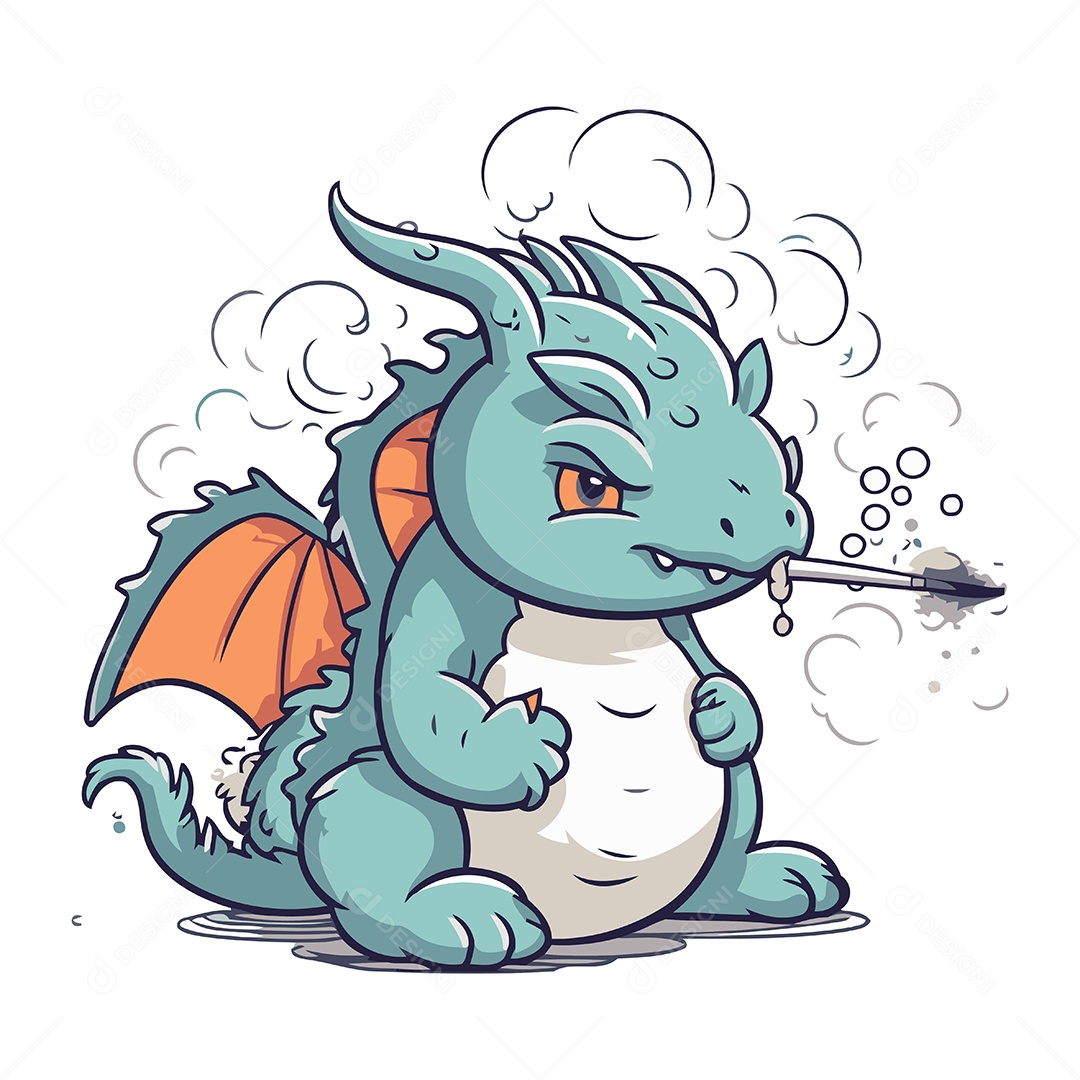 Dragão Engraçado de Desenho Animado Ilustração Vetor EPS