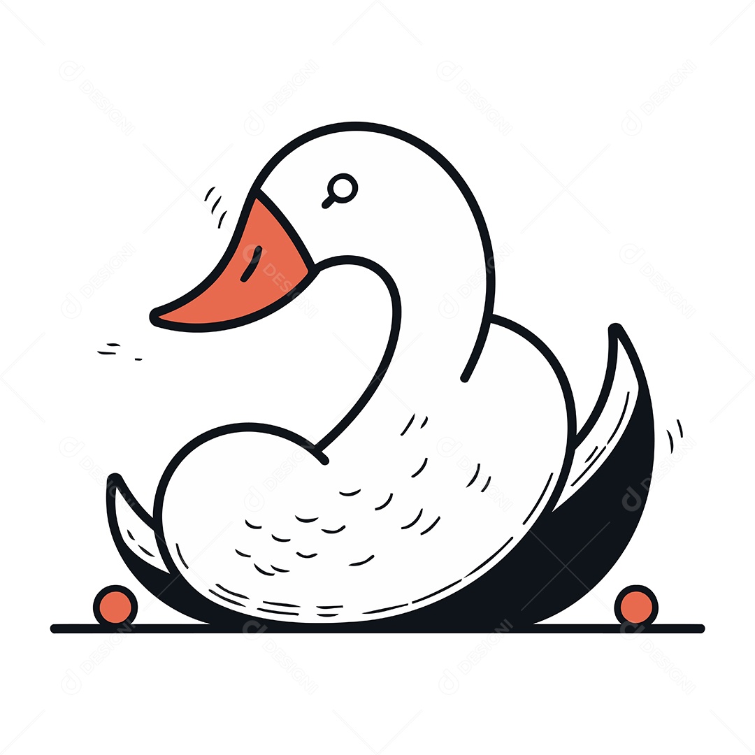 Cisne de Desenho Animado Ilustração Vetor EPS