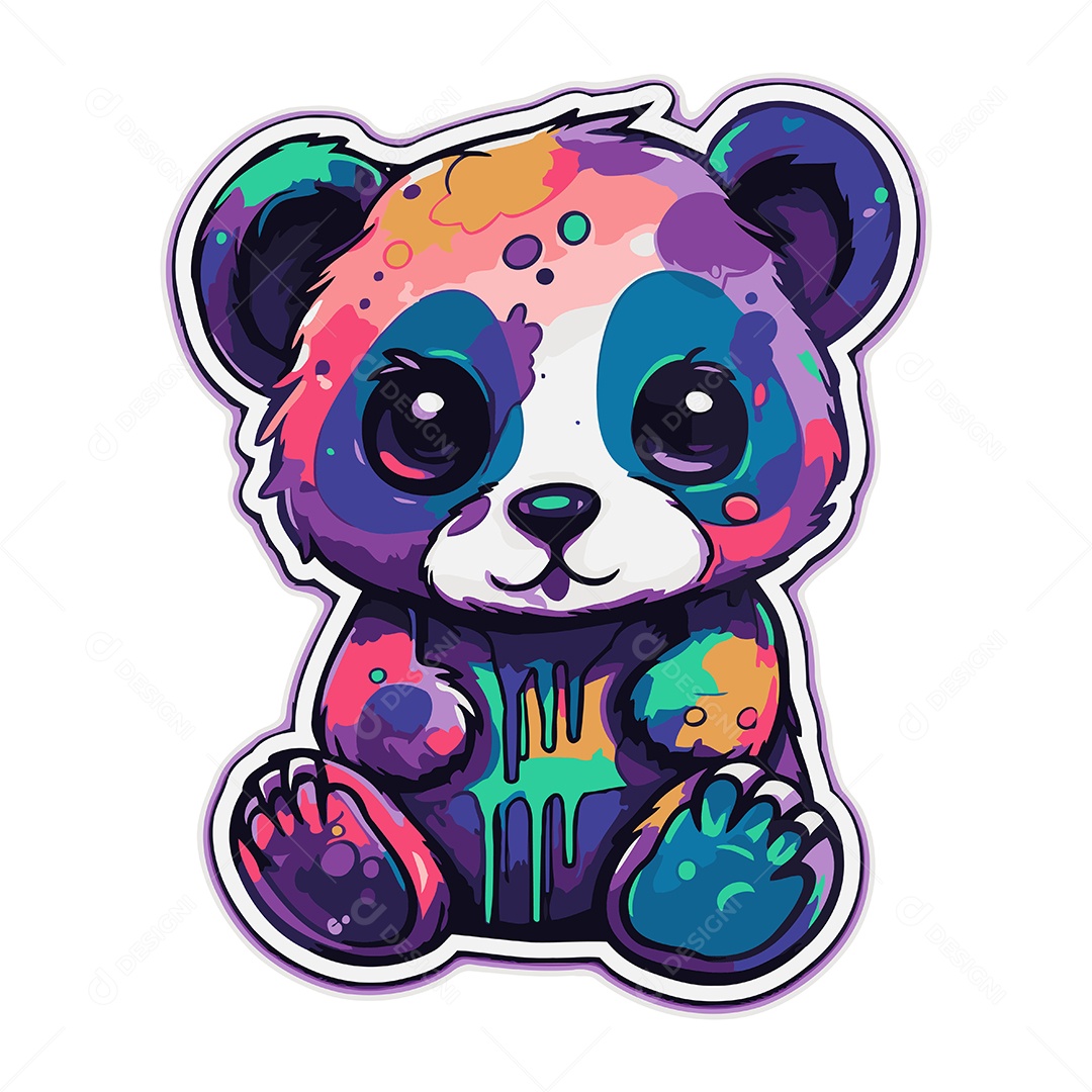 Urso Panda Fofo de Desenho Animado Ilustração Vetor EPS