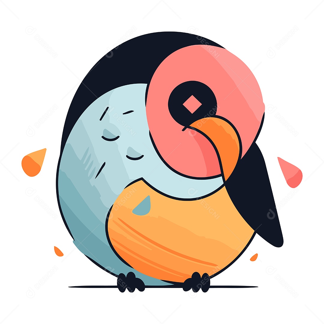 Pinguim Fofo de Desenho Animado Ilustração Vetor EPS