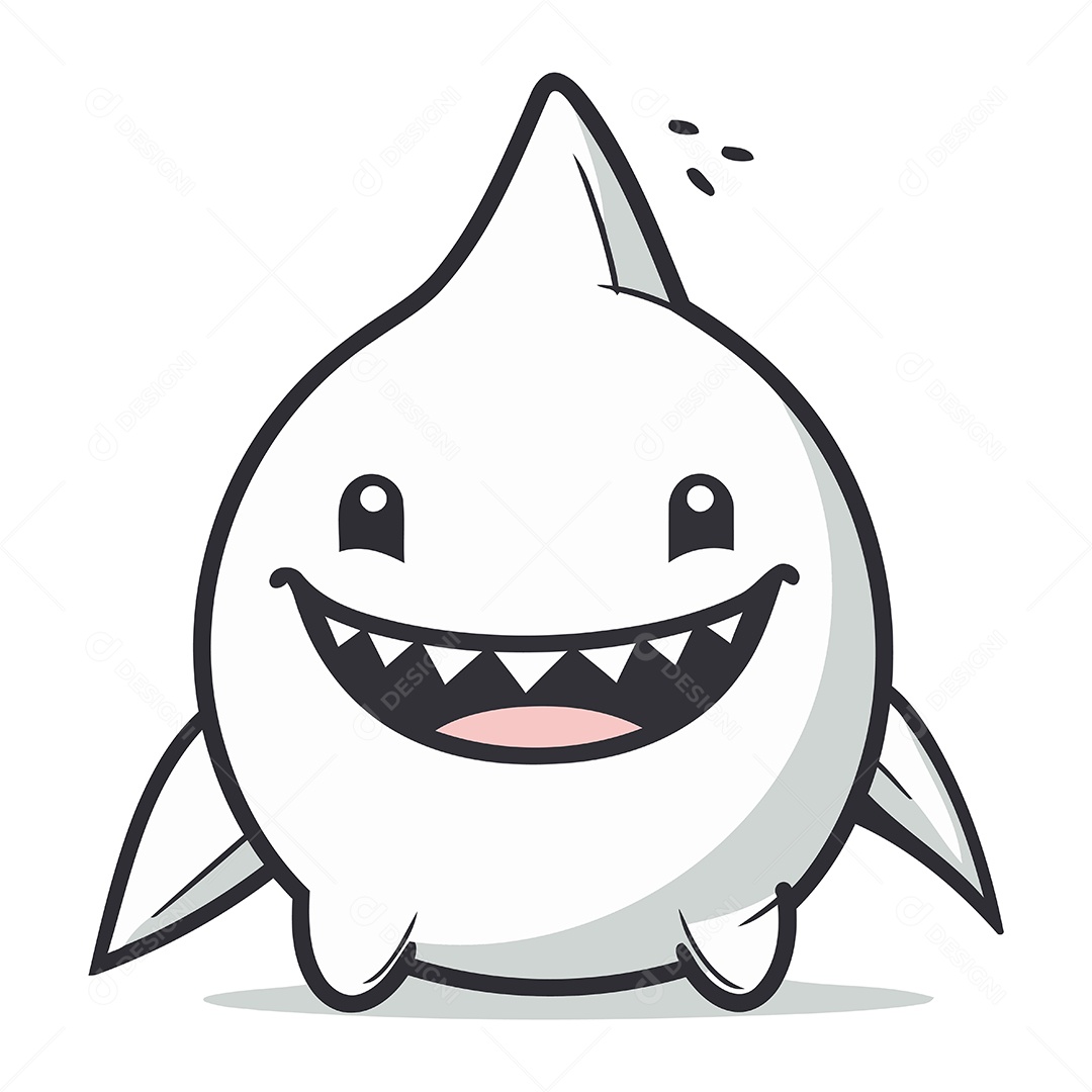 Tubarão Fofo de Desenho Animado Ilustração Vetor EPS