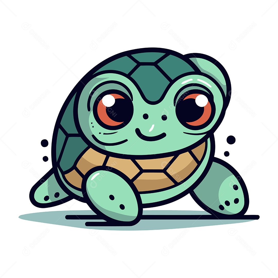 Tartaruga de Desenho Animado Ilustração Vetor EPS