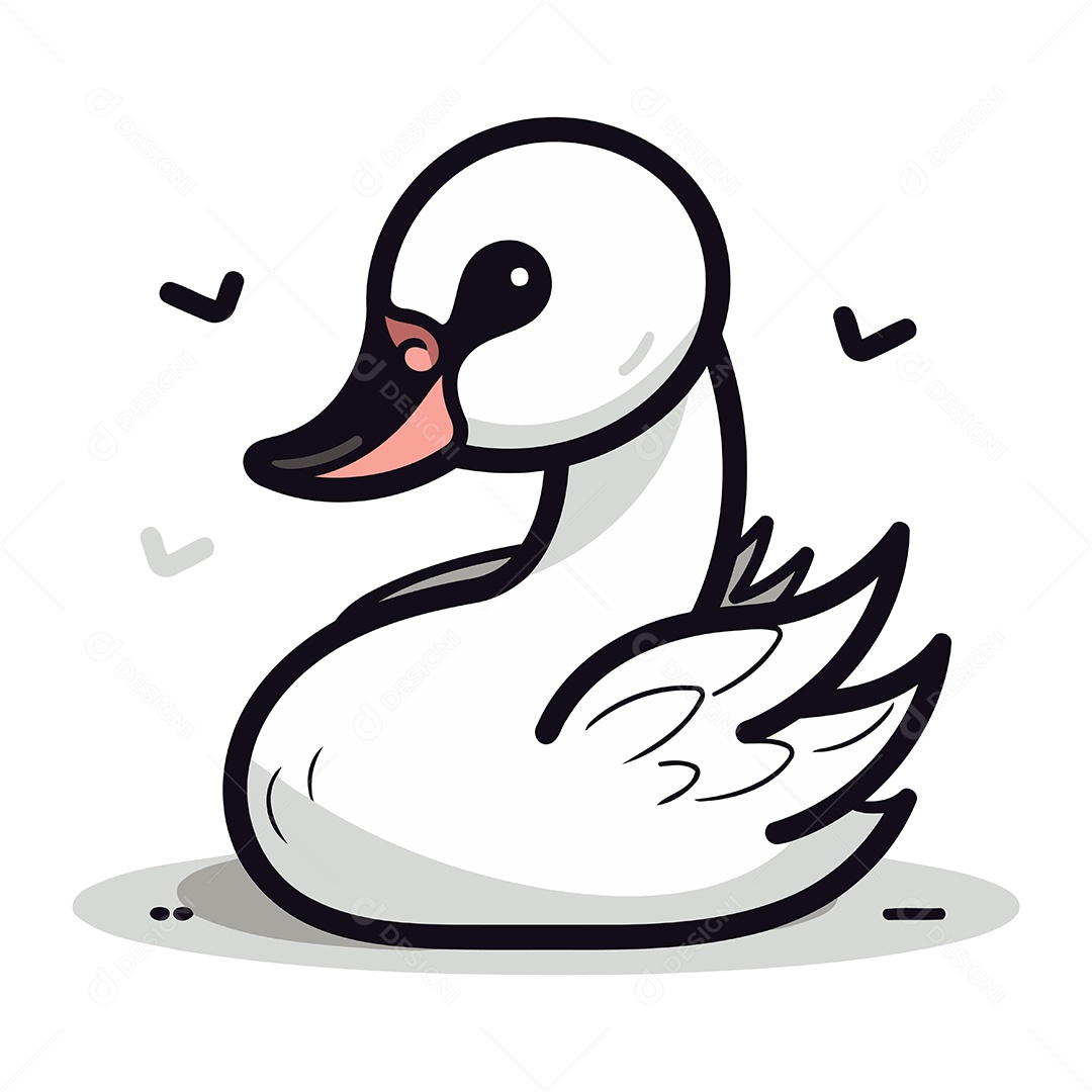 Cisne de Desenho Animado Ilustração Vetor EPS