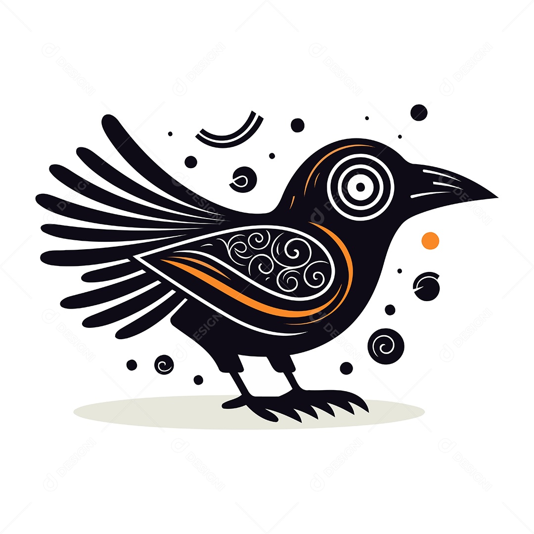 Corvo de Desenho Animado Ilustração Vetor EPS