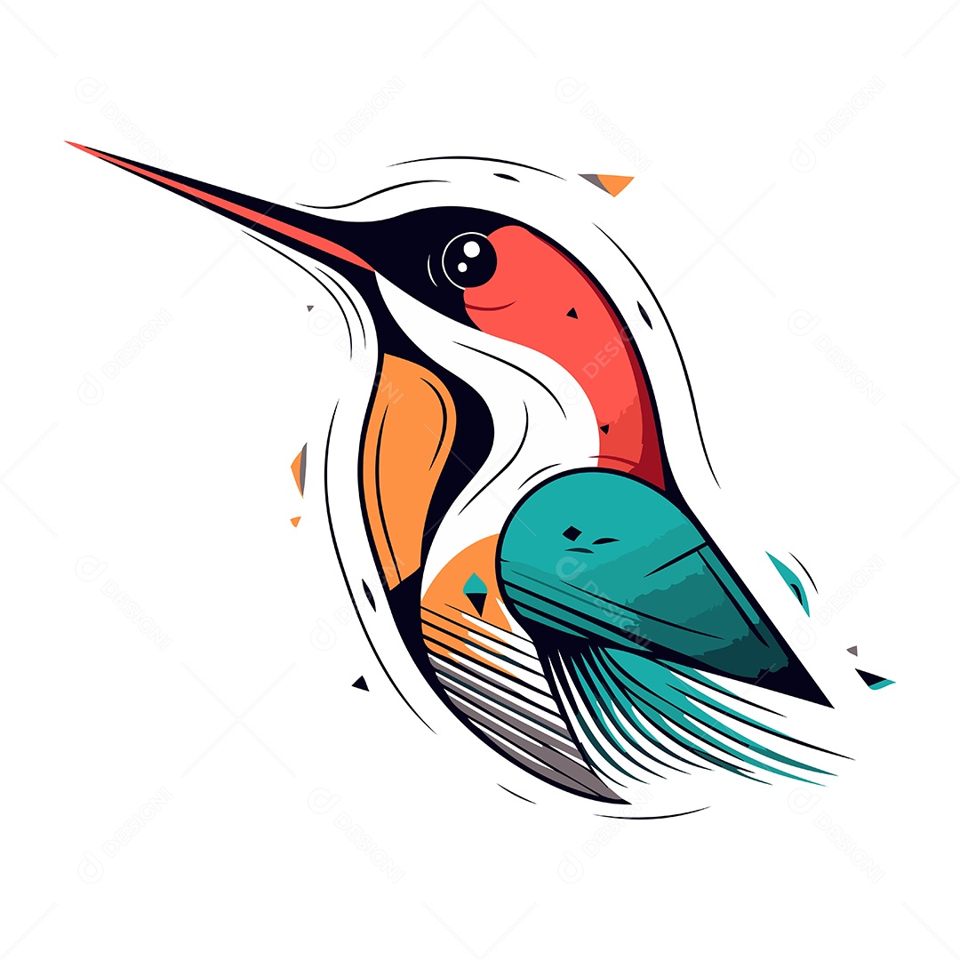 Pássaro Martim Pescador de Desenho Animado Ilustração Vetor EPS