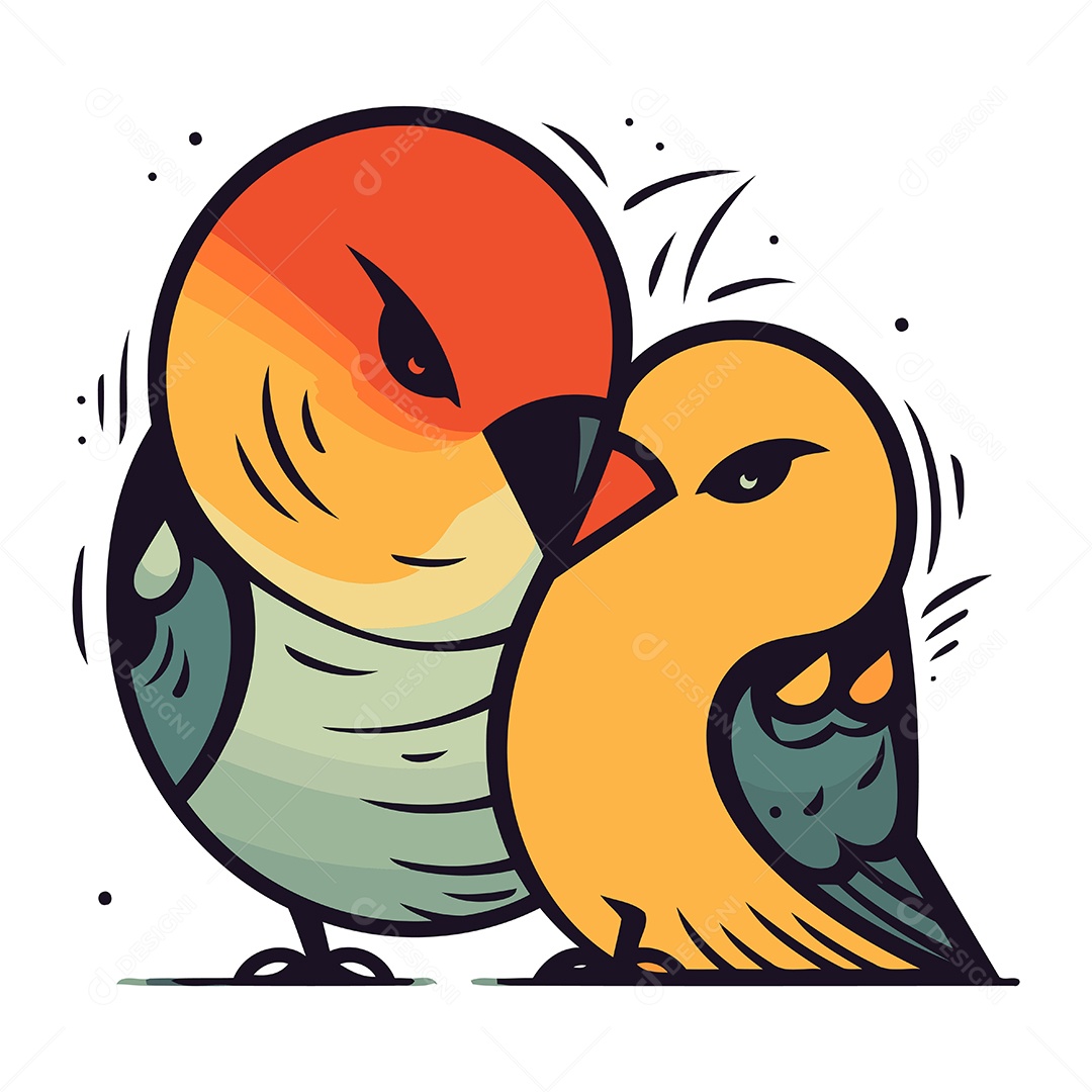 Passarinhos Fofo de Desenho Animado Ilustração Vetor EPS