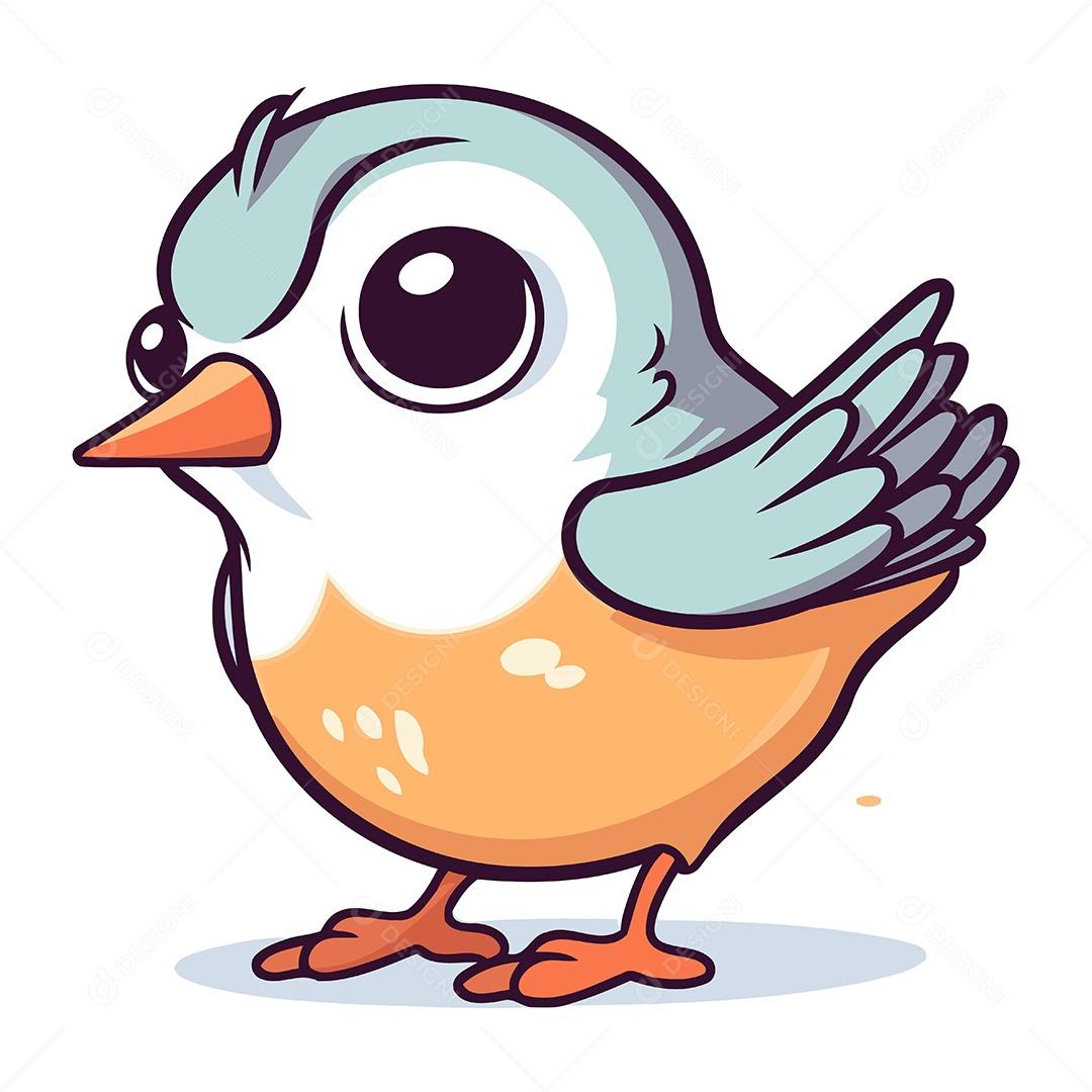 Pássaro Pequeno Bonito  de Desenho Animado Ilustração Vetor EPS