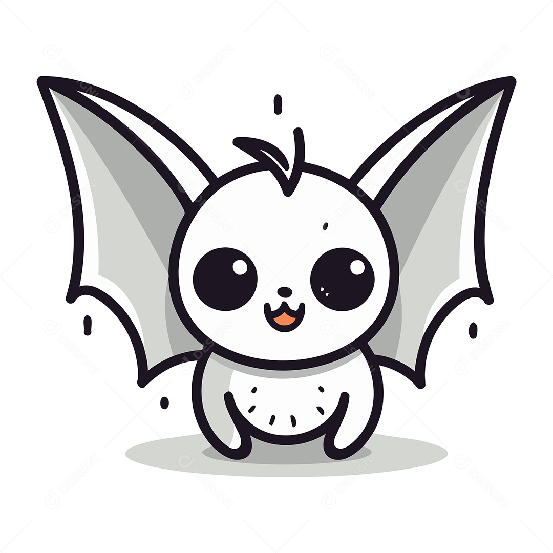 Morcego Bonito de Desenho Animado Ilustração Vetor EPS