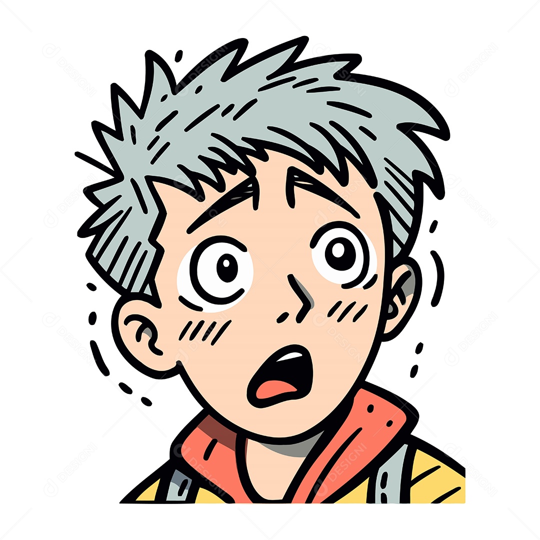 Menino Surpreso de Desenho Animado Ilustração Vetor EPS