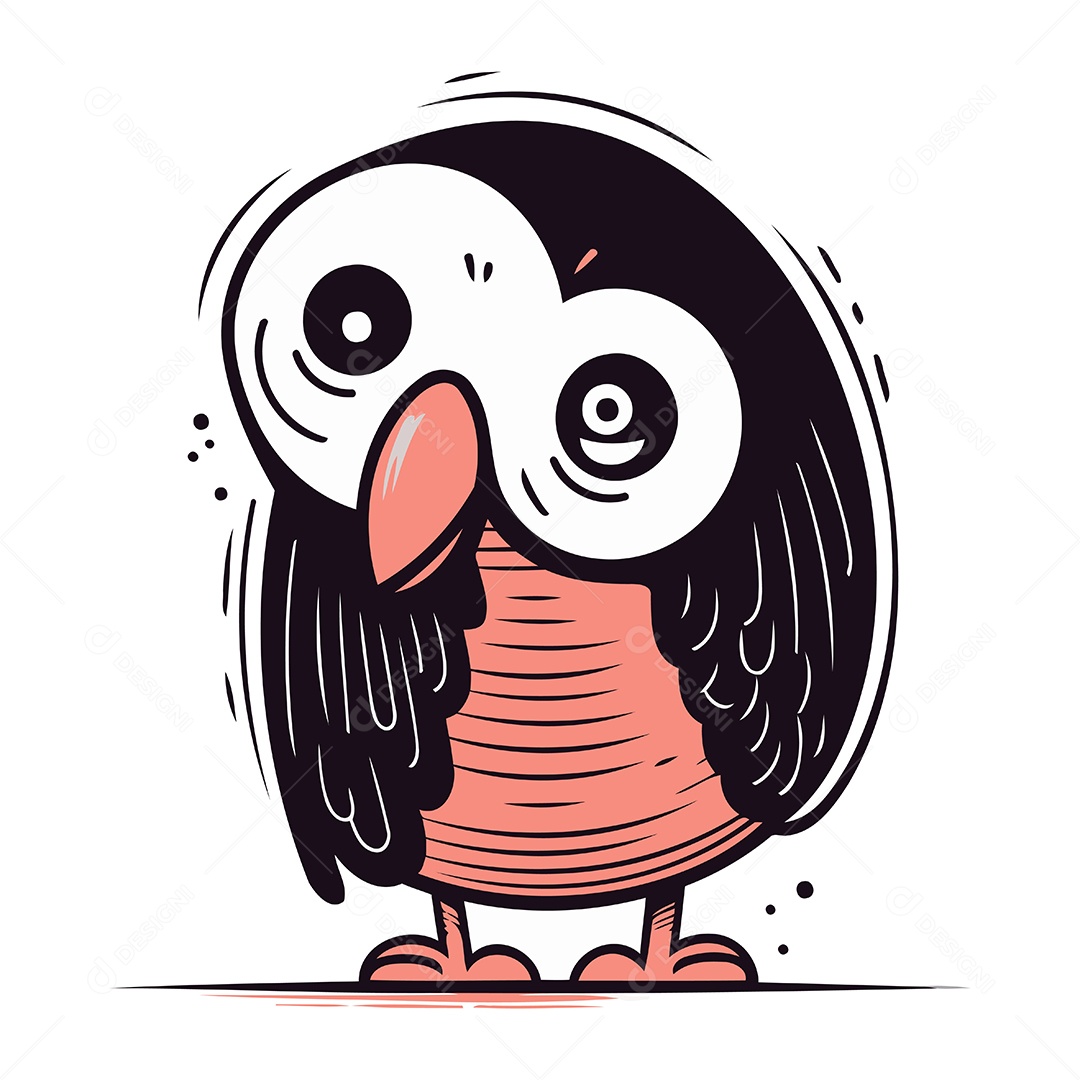 Pinguim Fofo de Desenho Animado Ilustração Vetor EPS