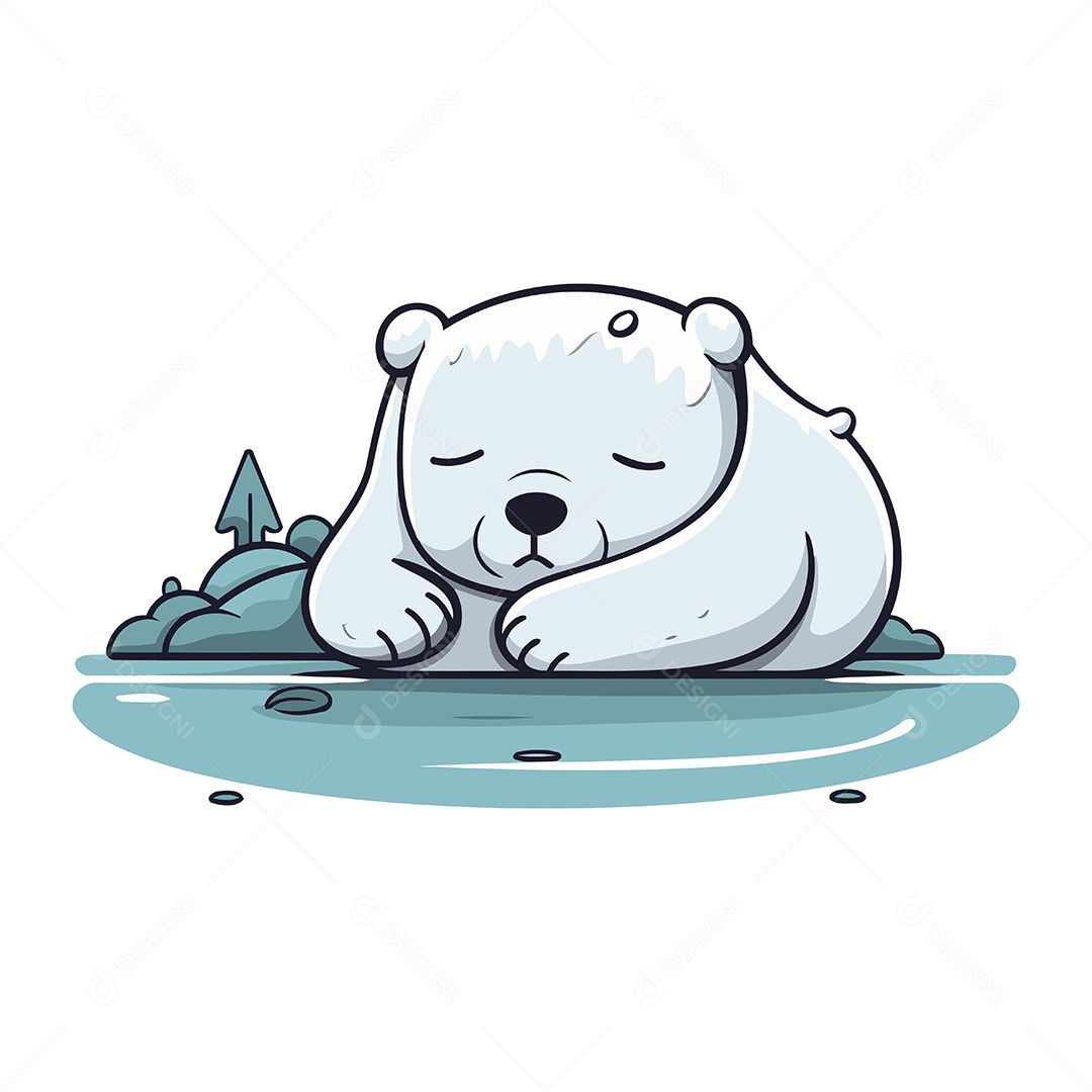 Urso Polar de Desenho Animado Ilustração Vetor EPS
