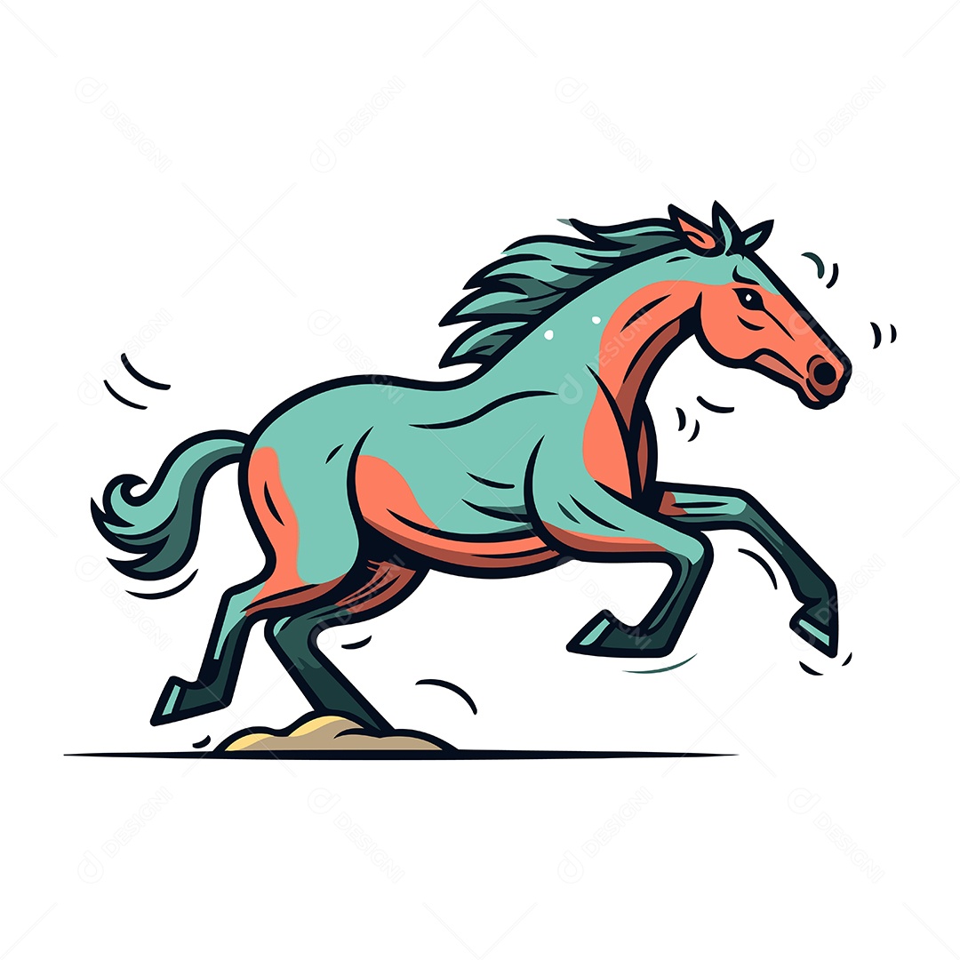Cavalo Correndo de Desenho Animado Ilustração Vetor EPS
