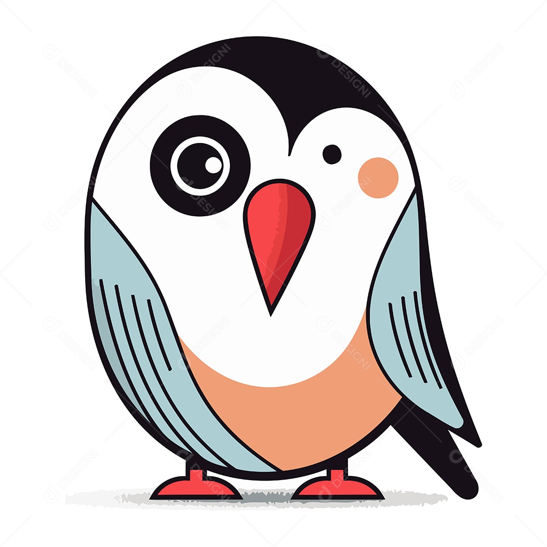 Pinguim Bonito de Desenho Animado Ilustração Vetor EPS
