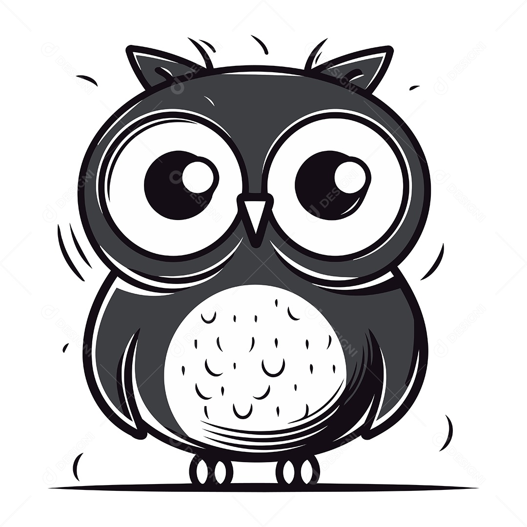 Coruja Fofa de Desenho Animado Ilustração Vetor EPS