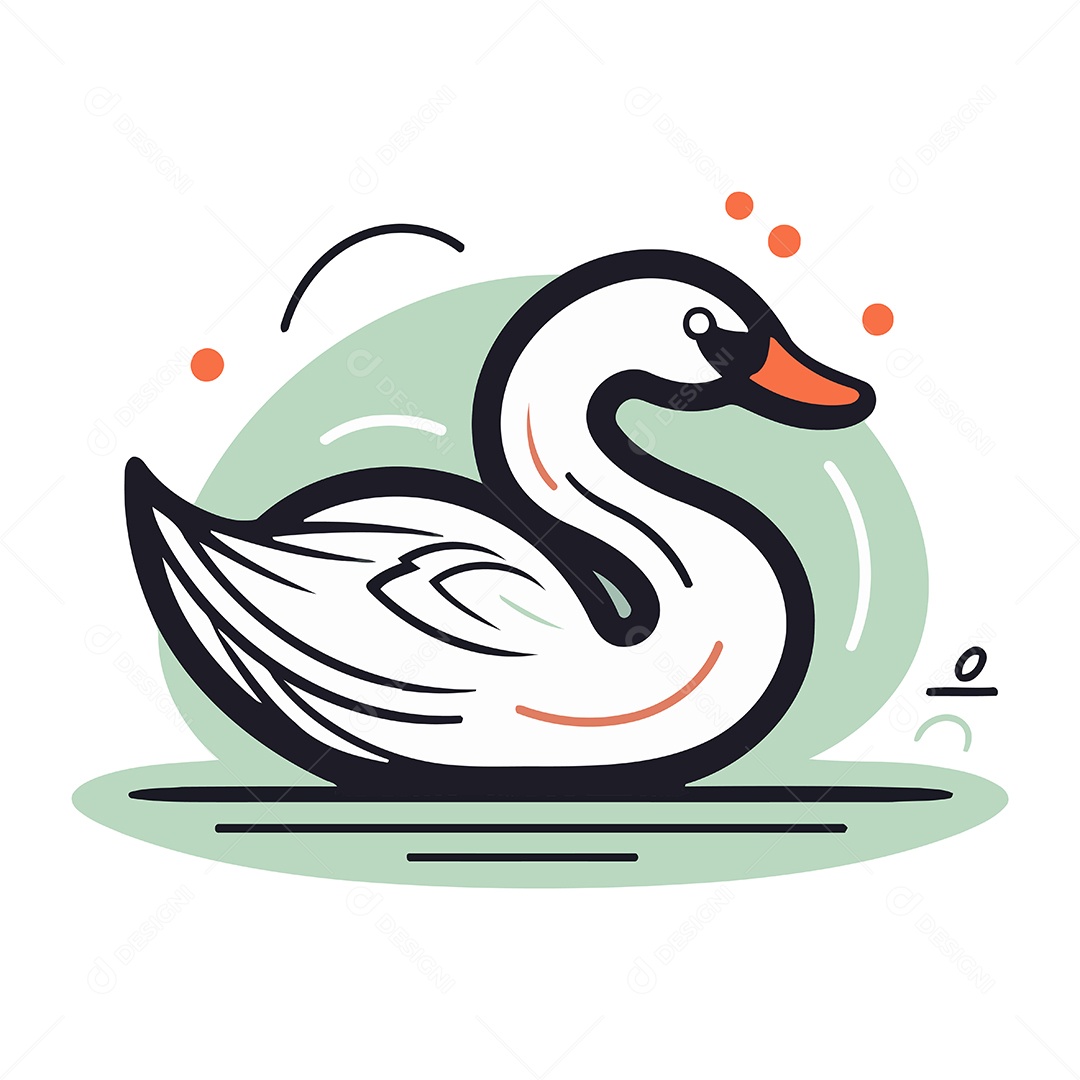 Cisne de Desenho Animado Ilustração Vetor EPS