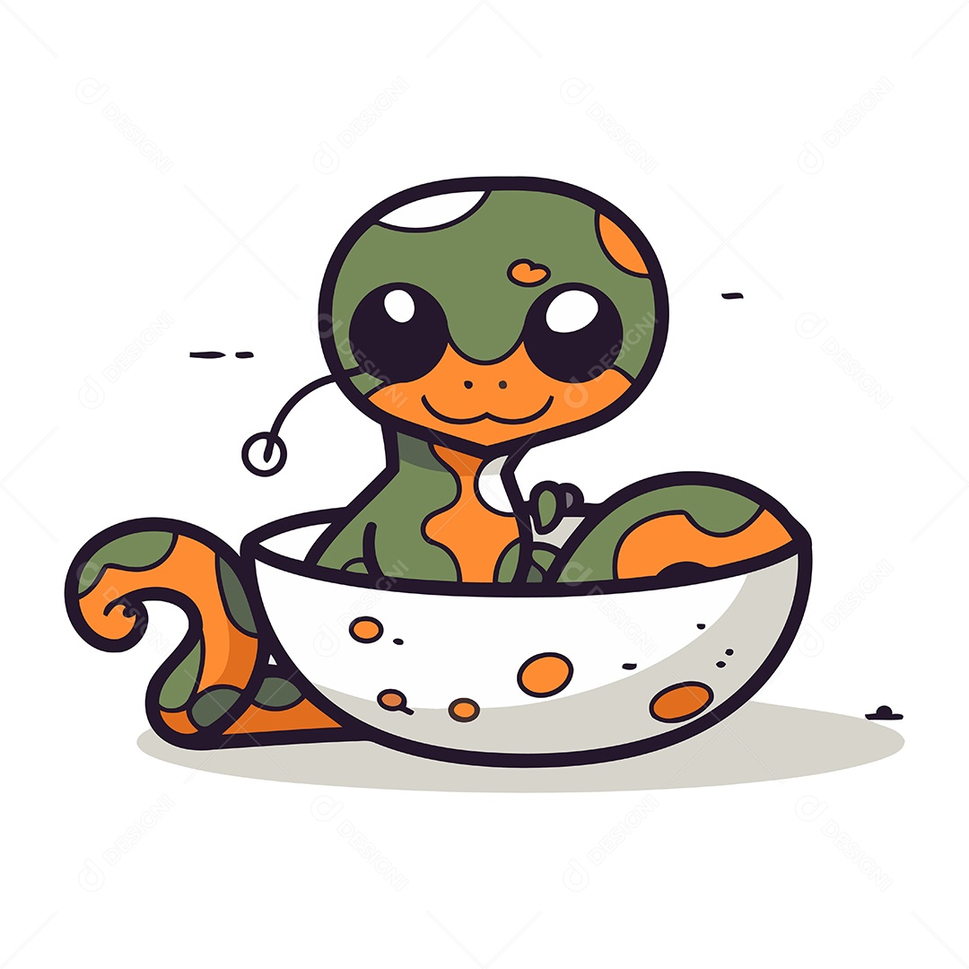 Cobra Bonitinha de Desenho Animado Ilustração Vetor EPS