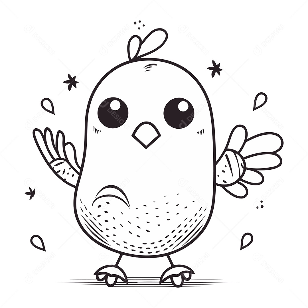 Passarinho Fofo de Desenho Animado Ilustração Vetor EPS