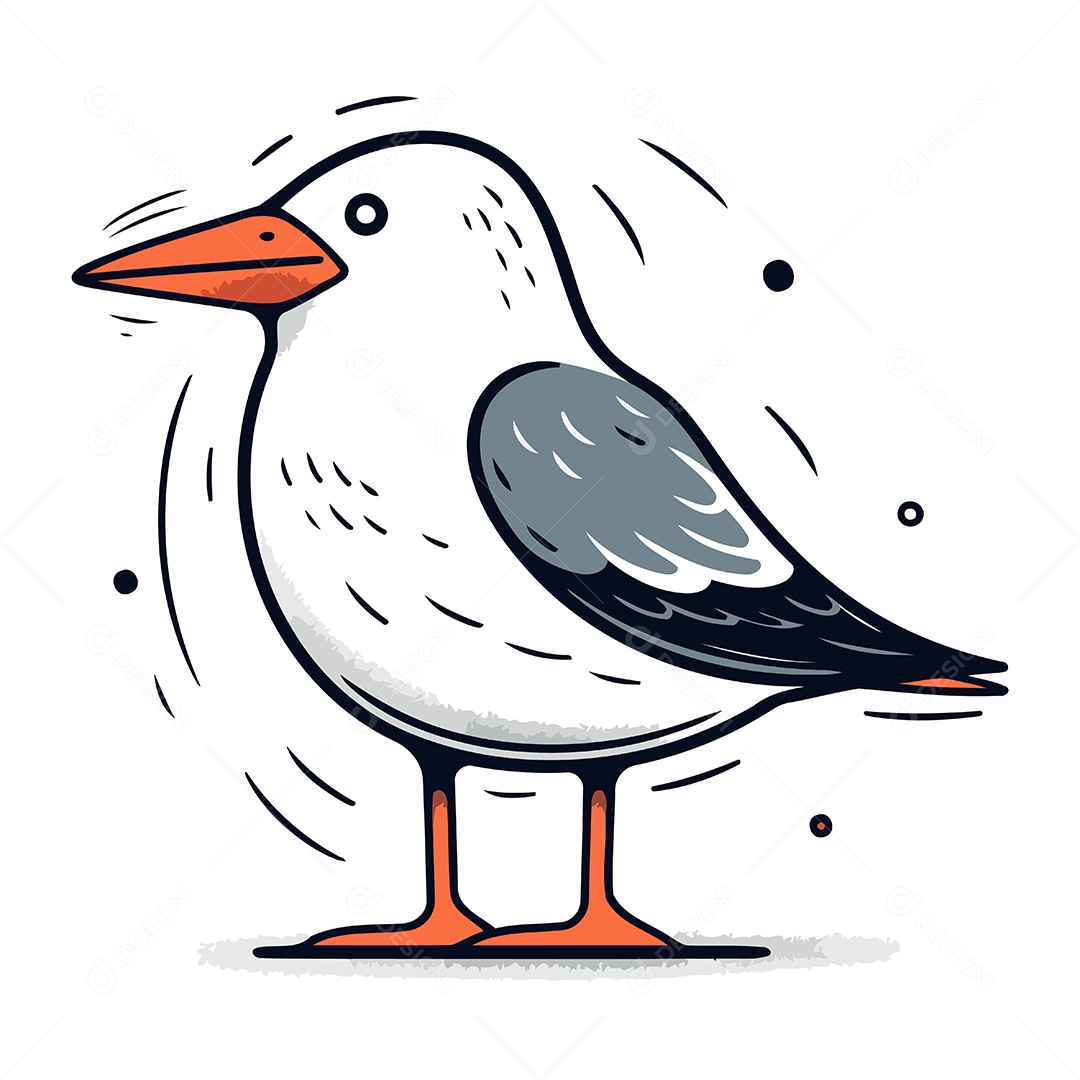 Gaivota de Desenho Animado Ilustração Vetor EPS