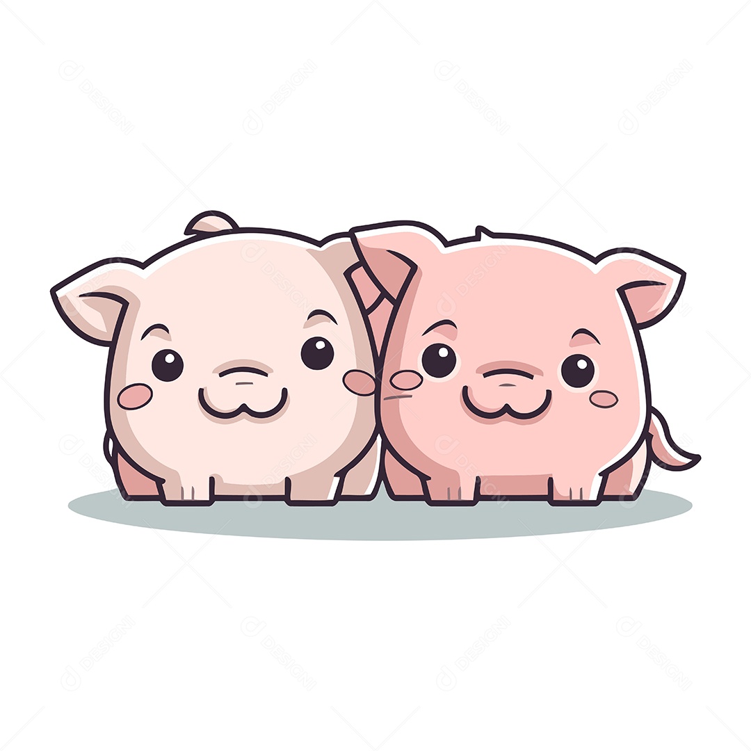 Porquinho Fofo de Desenho Animado Ilustração Vetor EPS