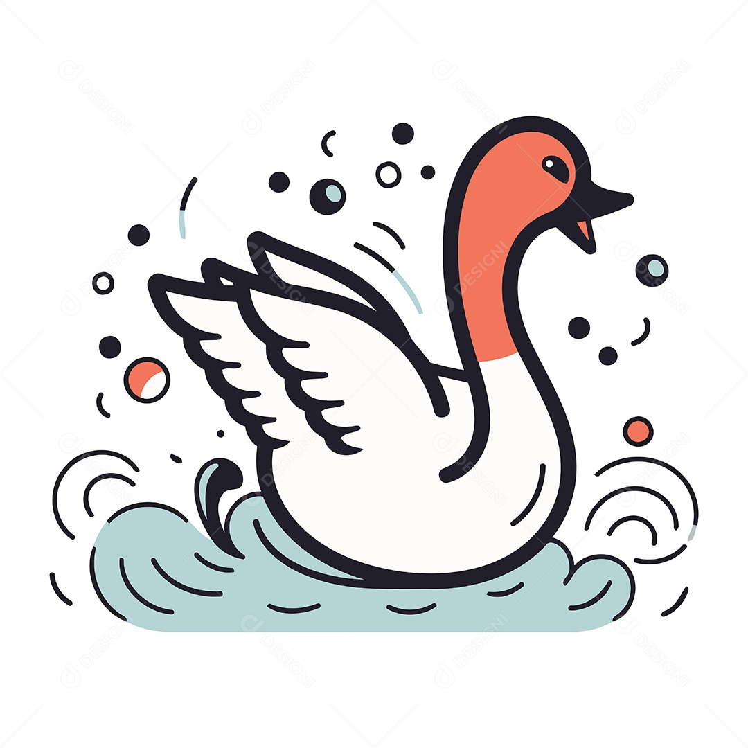 Cisne de Desenho Animado Ilustração Vetor EPS