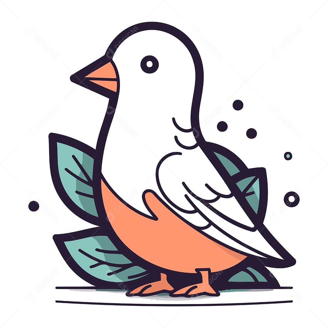 Pássaro Bonito de Desenho Animado Ilustração Vetor EPS