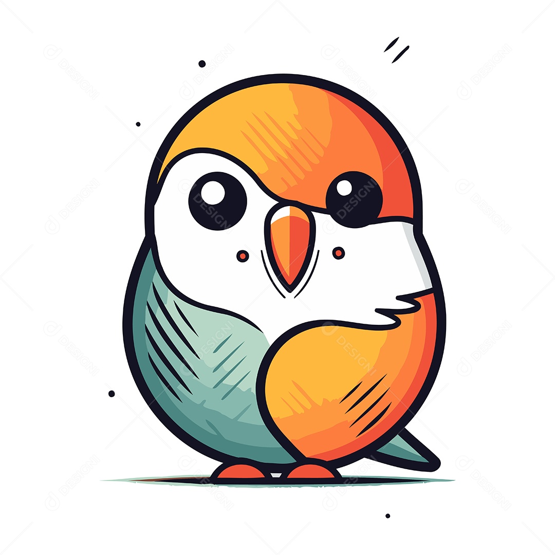 Pássaro Bonito de Desenho Animado Ilustração Vetor EPS