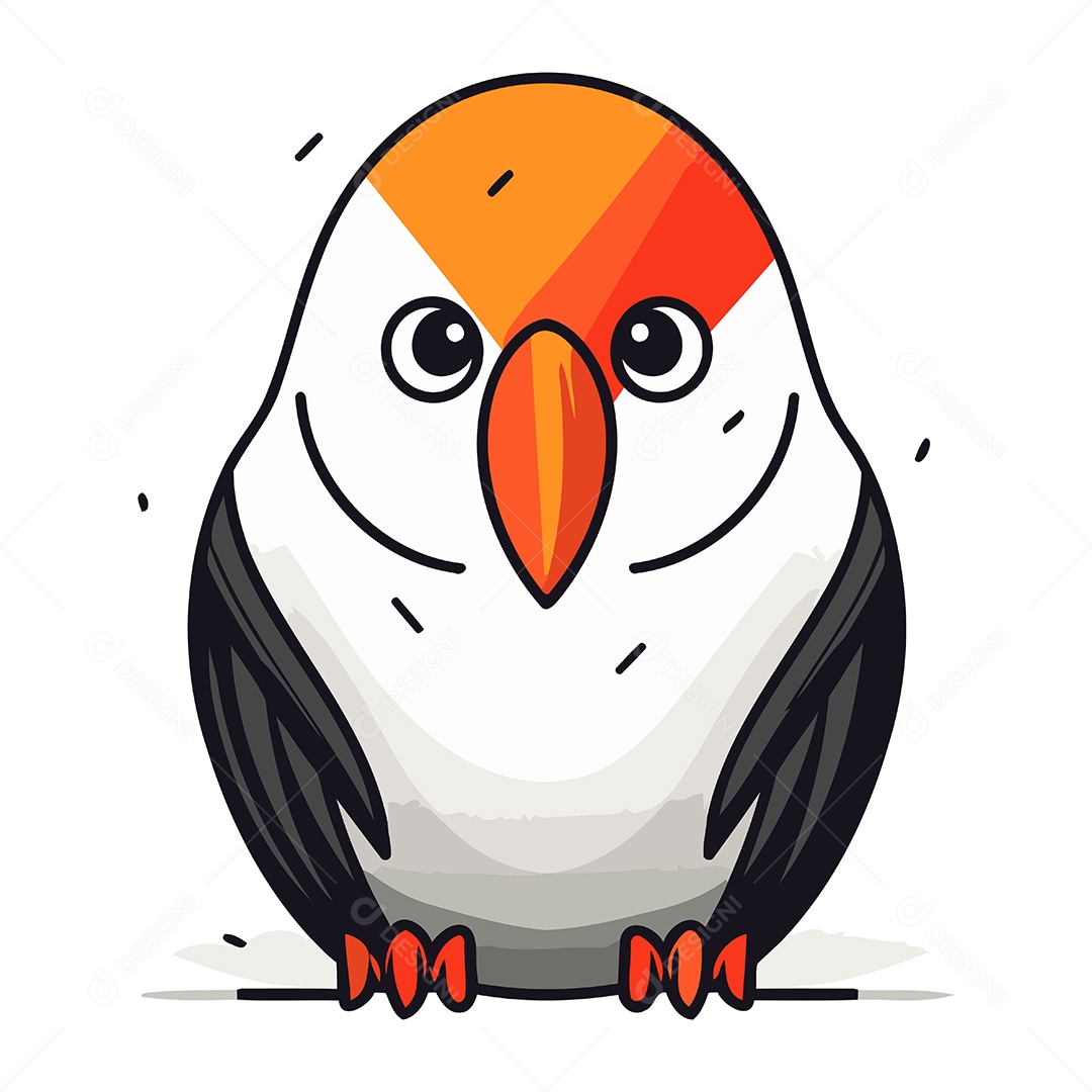 Papagaio Bonito de Desenho Animado Ilustração Vetor EPS