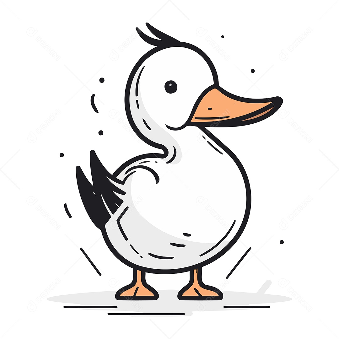 Pato Fofo de Desenho Animado Ilustração Vetor EPS