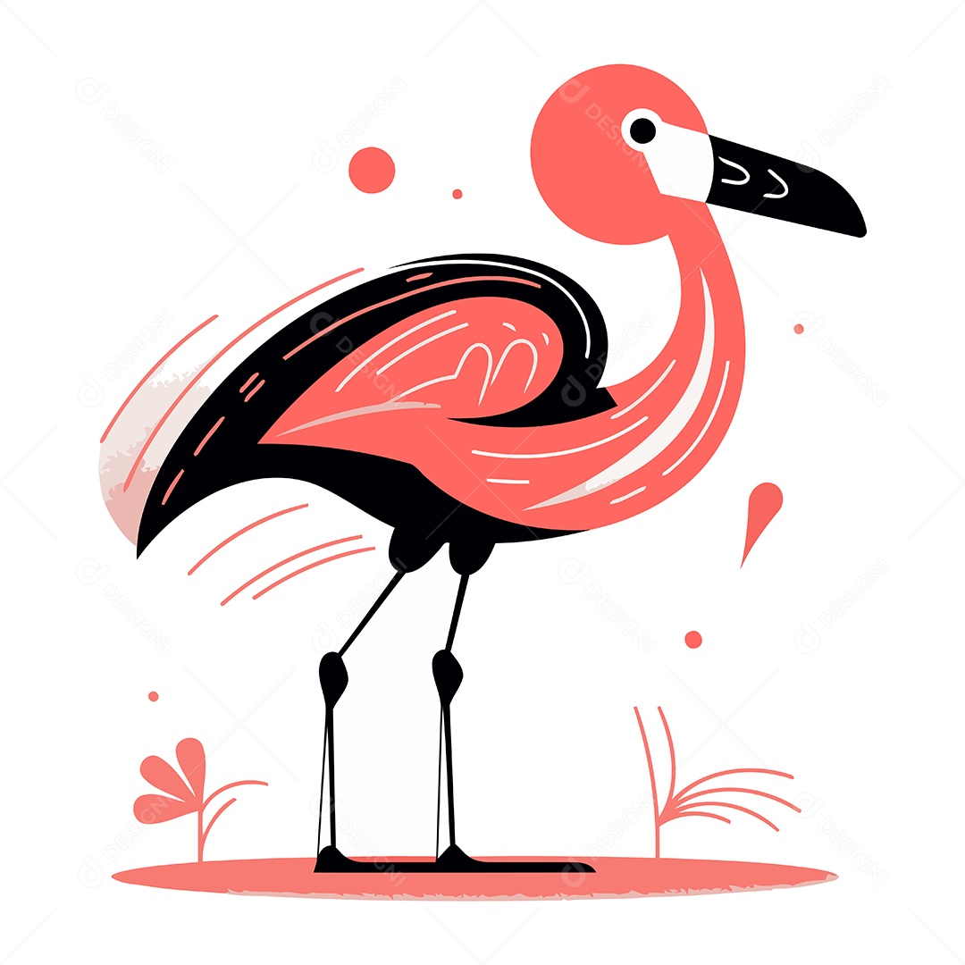 Flamingo de Desenho Animado Ilustração Vetor EPS