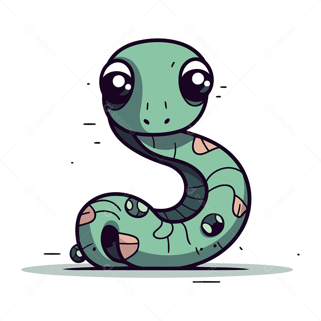 Cobra Fofa de Desenho Animado Ilustração Vetor EPS