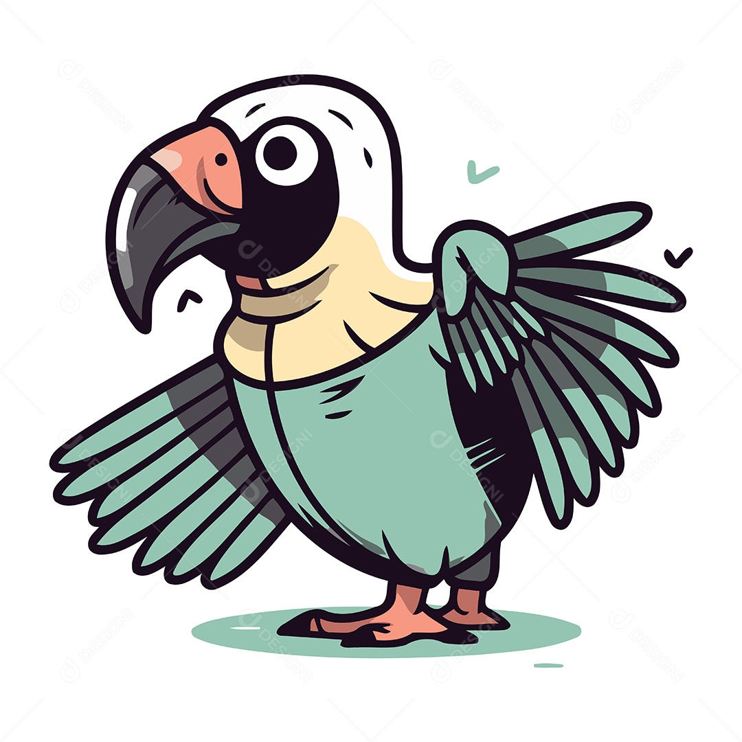 Papagaio de Desenho Animado Ilustração Vetor EPS