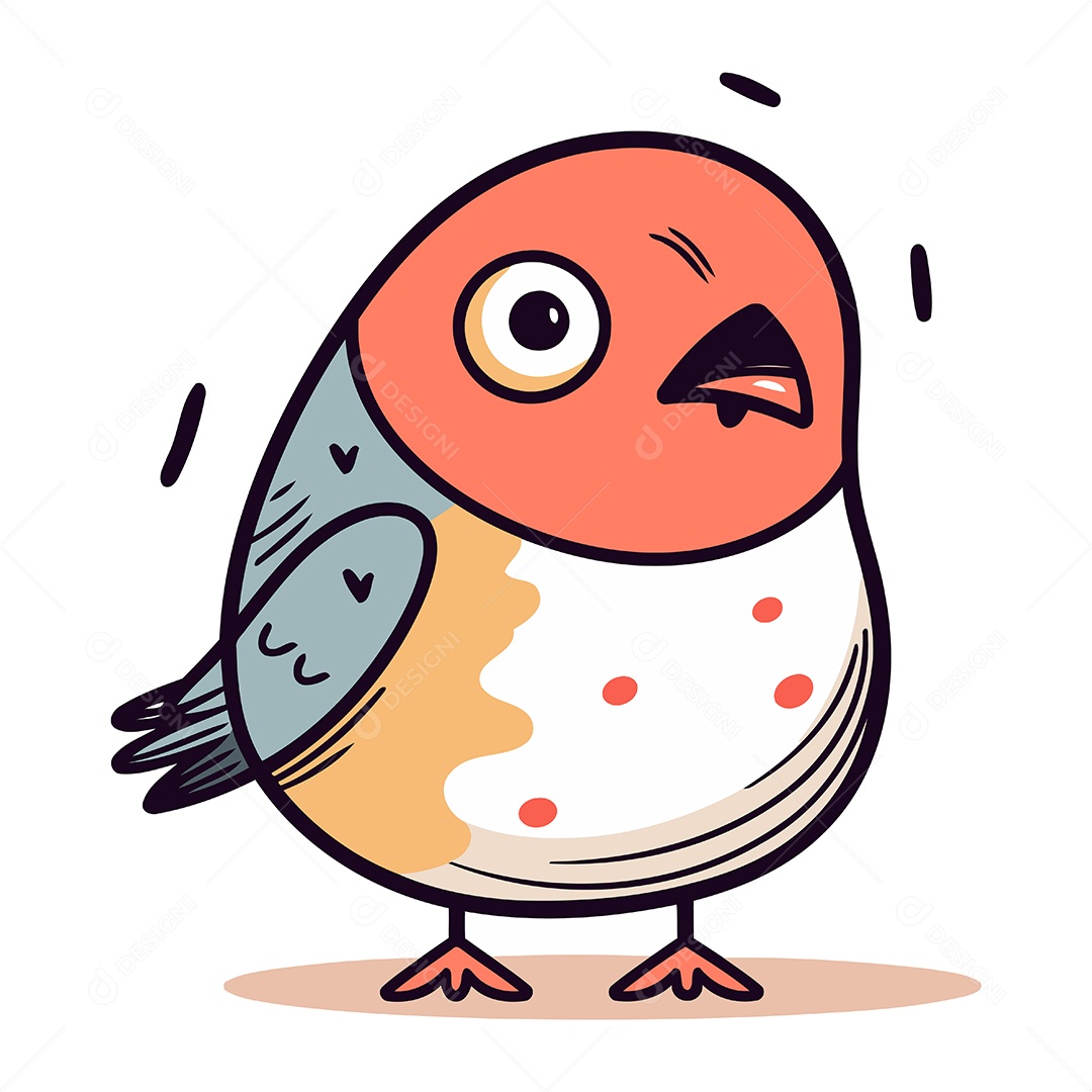 Passarinho Bonitinho de Desenho Animado Ilustração Vetor EPS