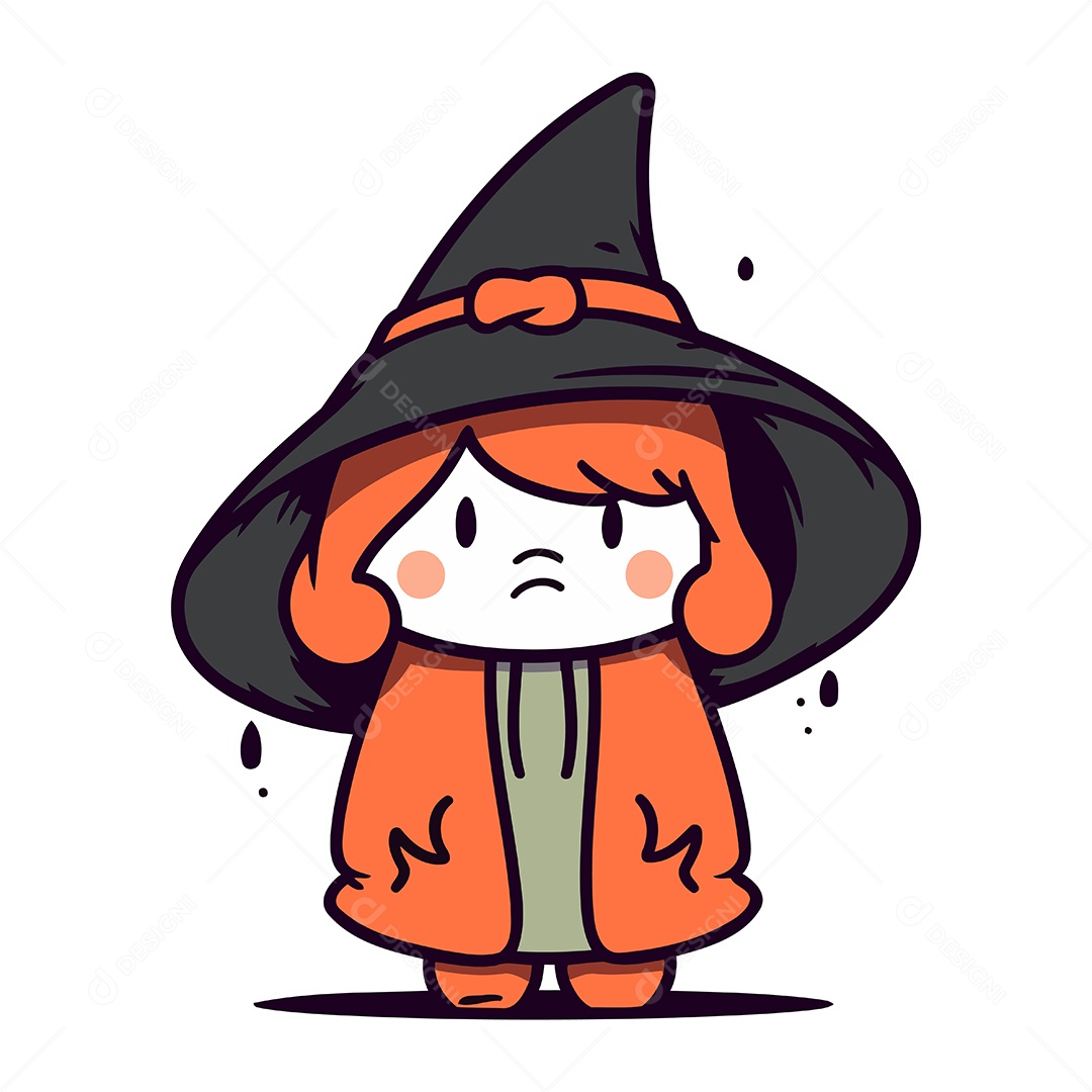 Bruxinha Fofa de Desenho Animado Ilustração Vetor EPS