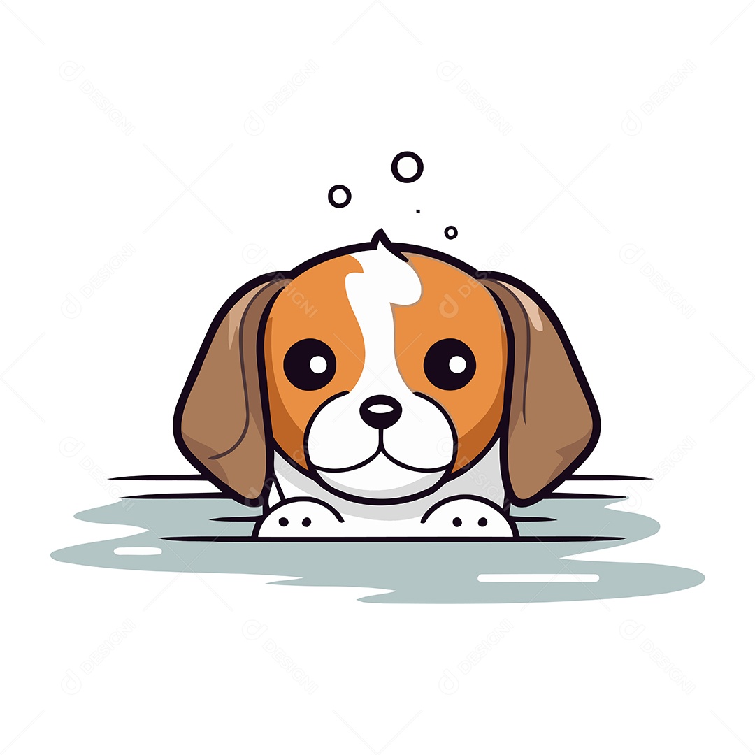 Cachorro Fofo de Desenho Animado Ilustração Vetor EPS