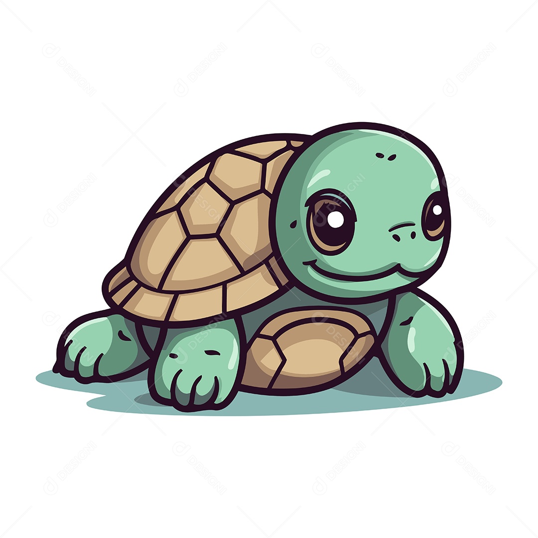 Tartaruga de Desenho Animado Ilustração Vetor EPS