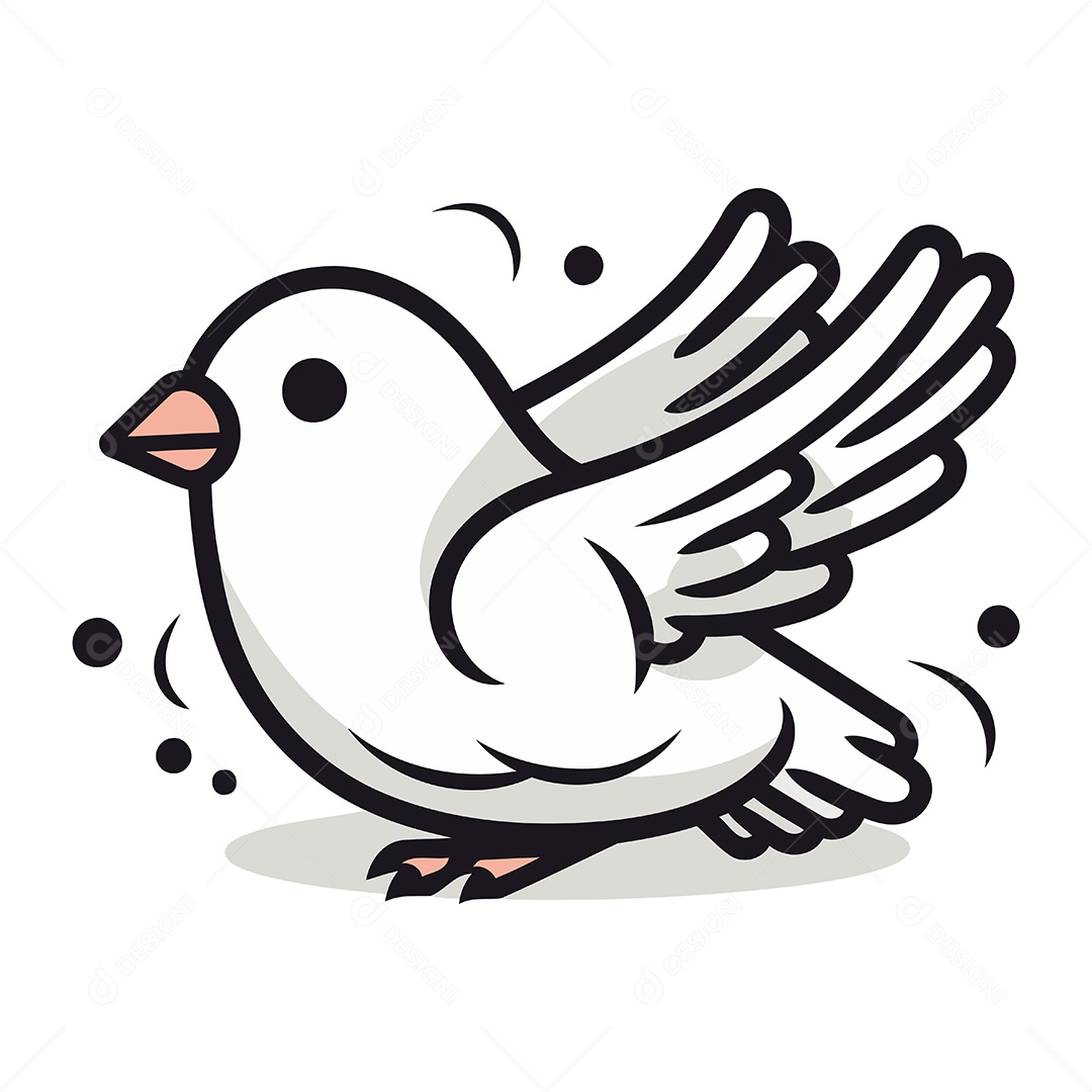 Pomba Branca Fofa de Desenho Animado Ilustração Vetor EPS