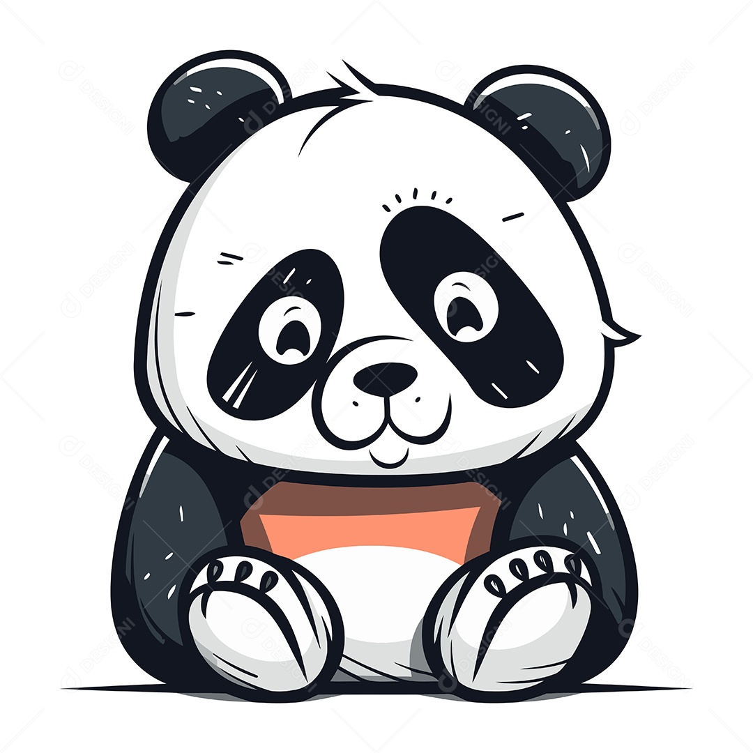 Urso Panda Bonito de Desenho Animado Ilustração Vetor EPS