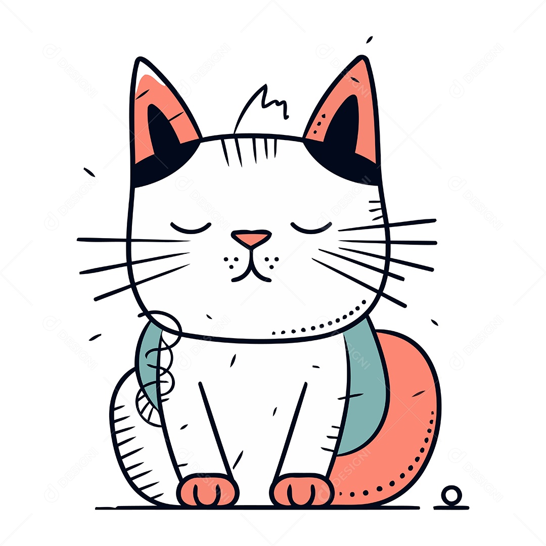 Gato Fofo de Desenho Animado Ilustração Vetor EPS