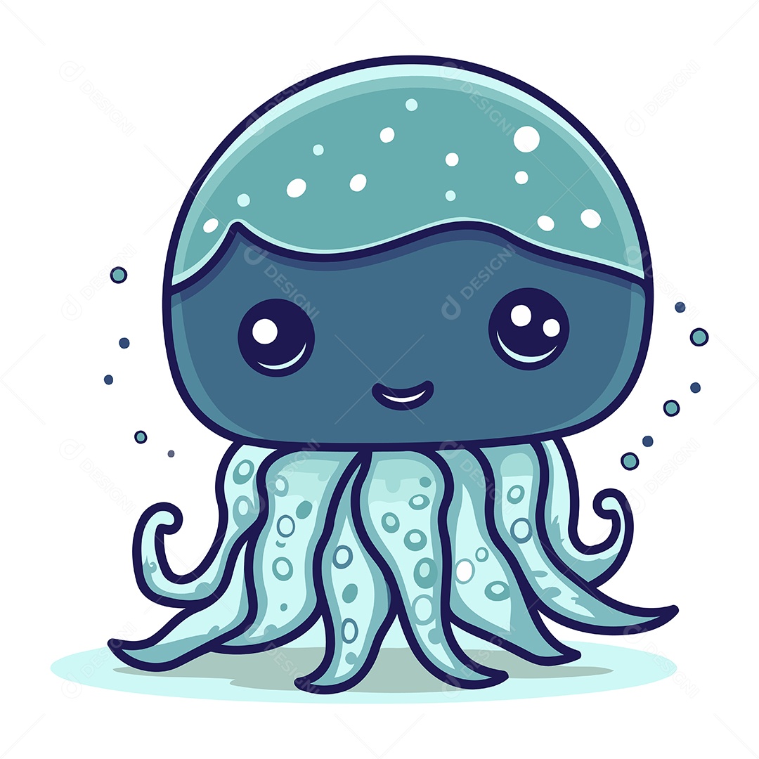 Polvo Fofo de Desenho Animado Ilustração Vetor EPS