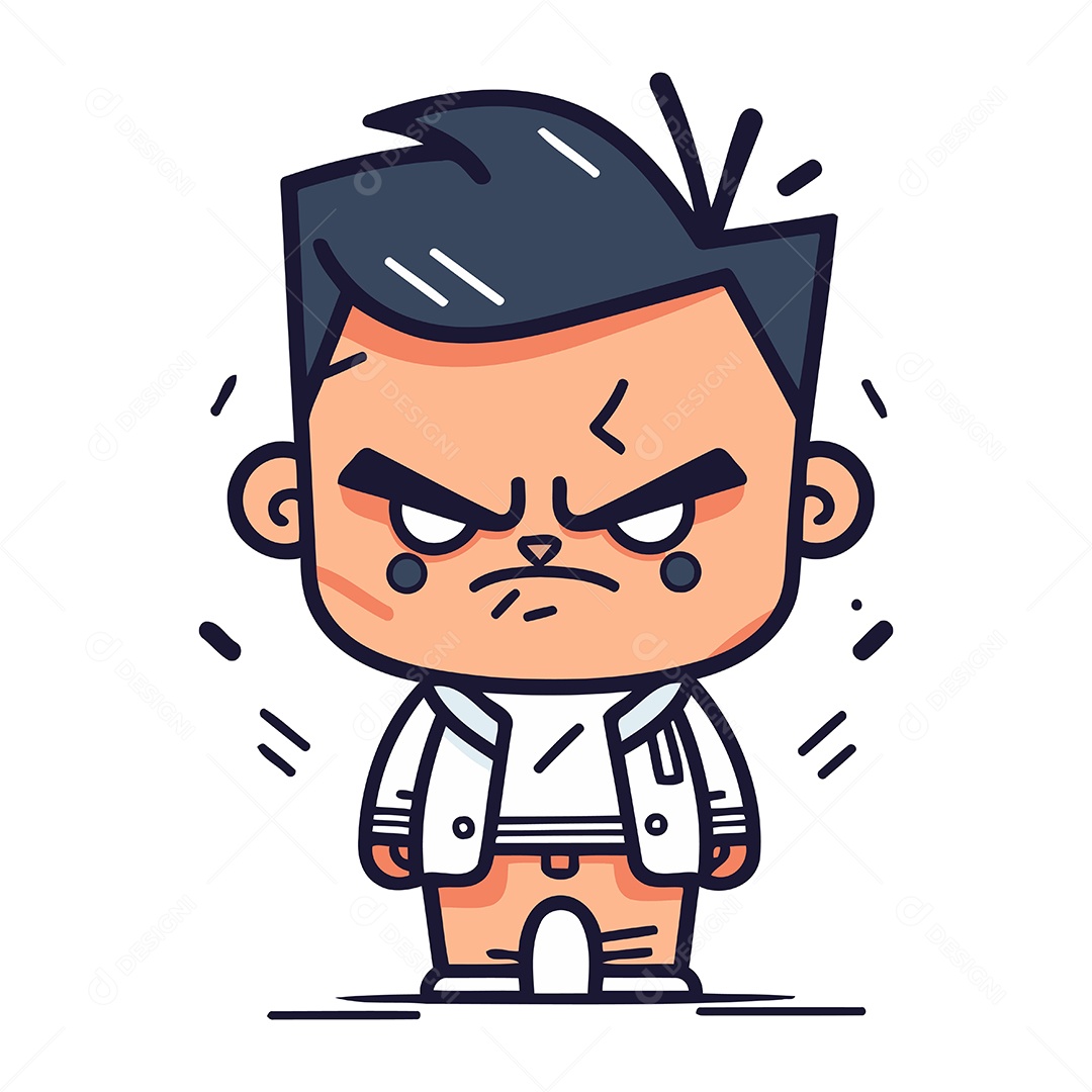 Homem Bravo em Terno de Desenho Animado Ilustração Vetor EPS