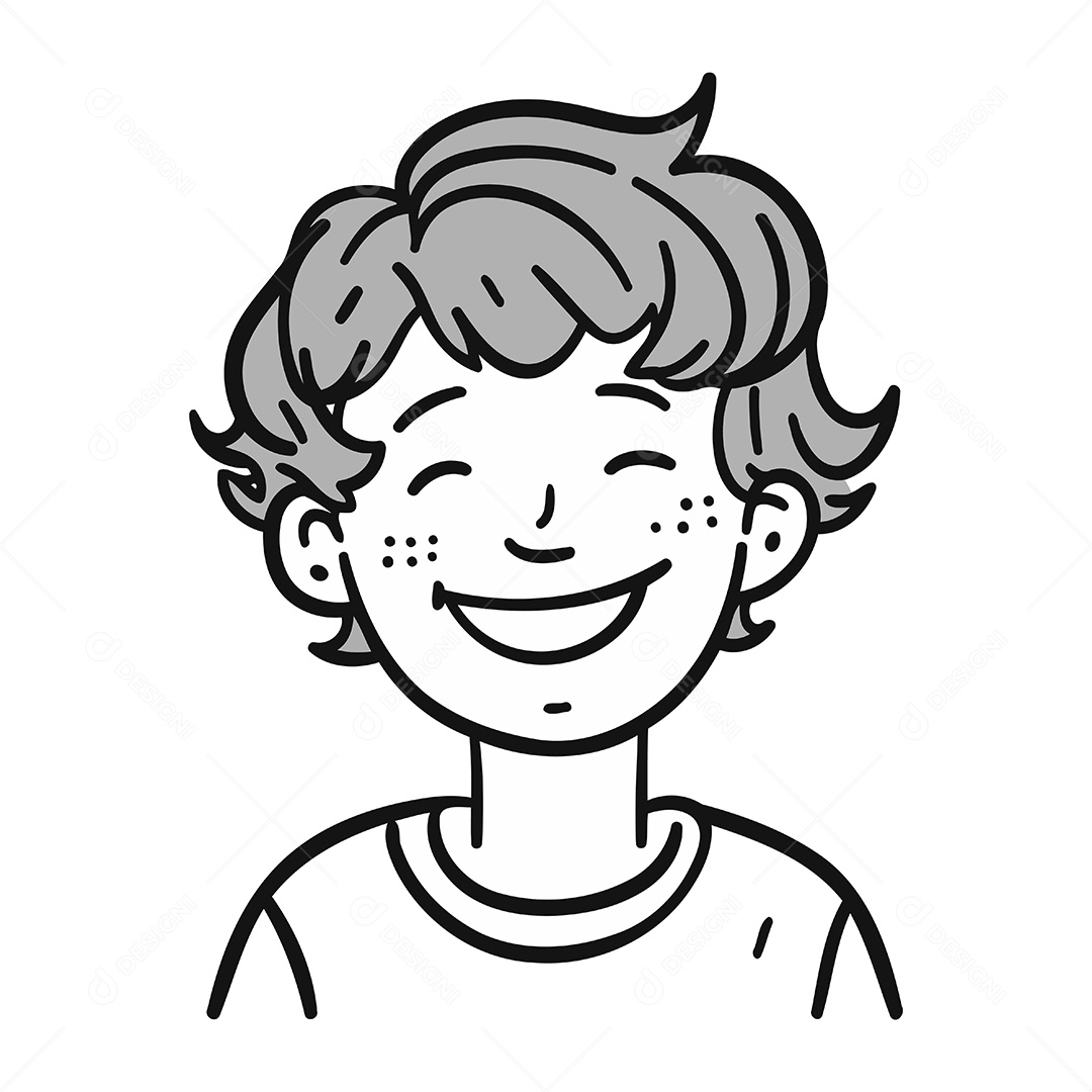 Menino Sorridente de Desenho Animado Ilustração Vetor EPS