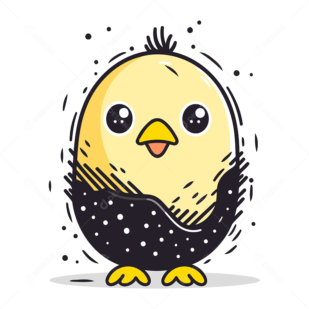 Pintinho Fofo de Desenho Animado Ilustração Vetor EPS