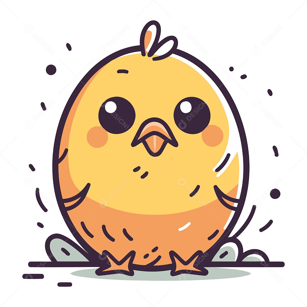 Frango Bonito de Desenho Animado Ilustração Vetor EPS