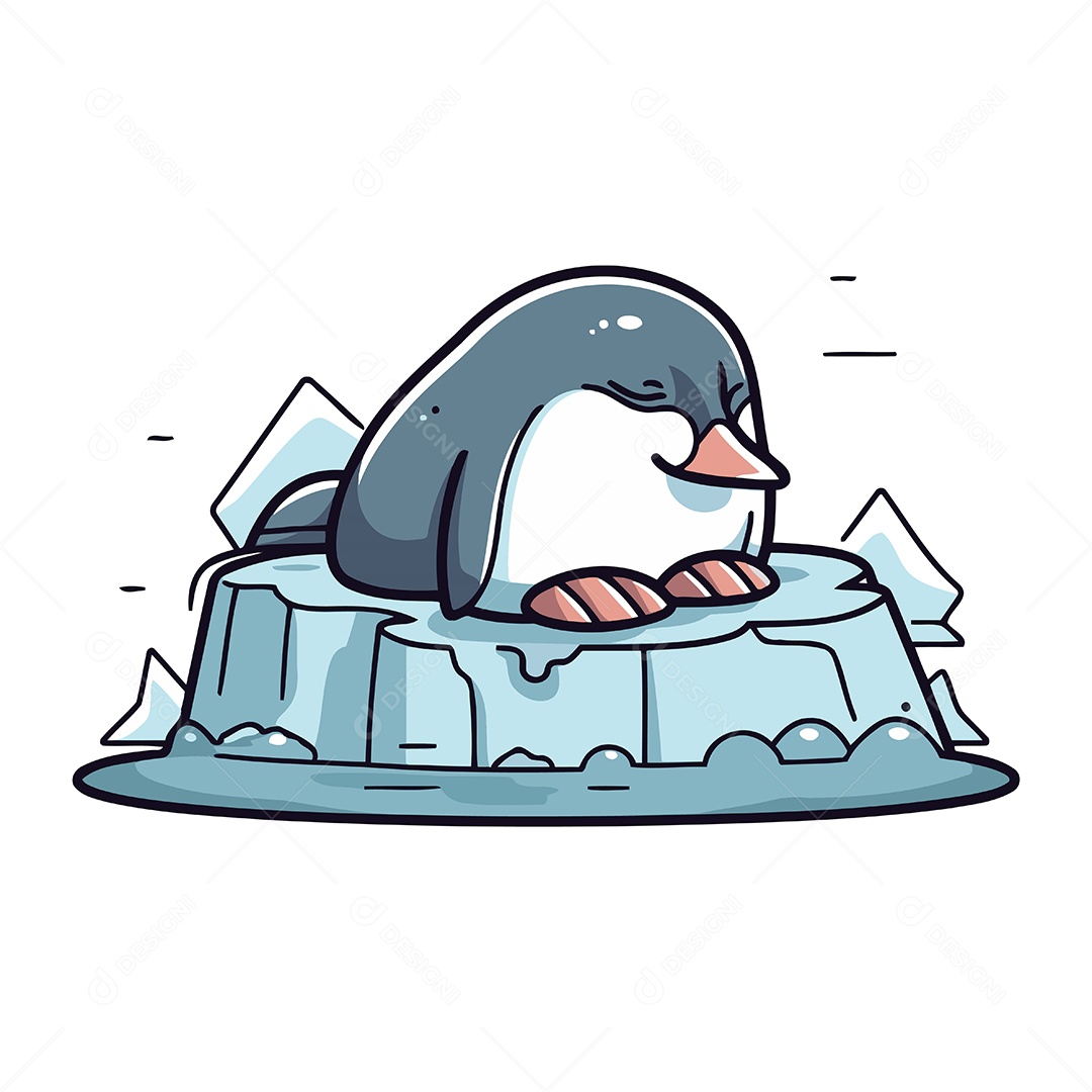 Pinguim Fofo de Desenho Animado Ilustração Vetor EPS