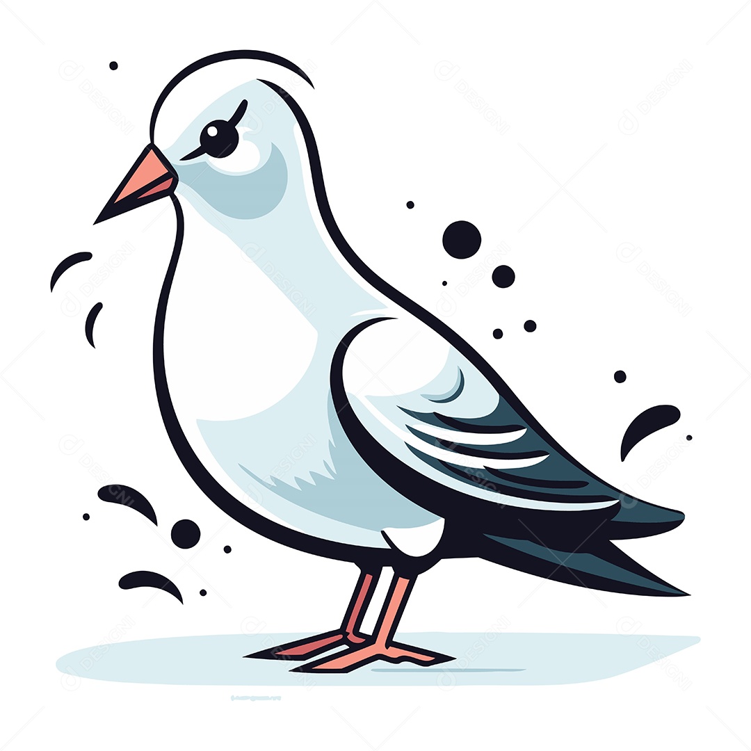 Gaivota de Desenho Animado Ilustração Vetor EPS