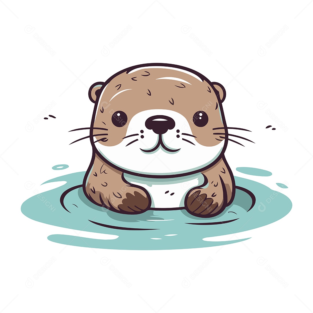 Lontra Fofa de Desenho Animado Ilustração Vetor EPS