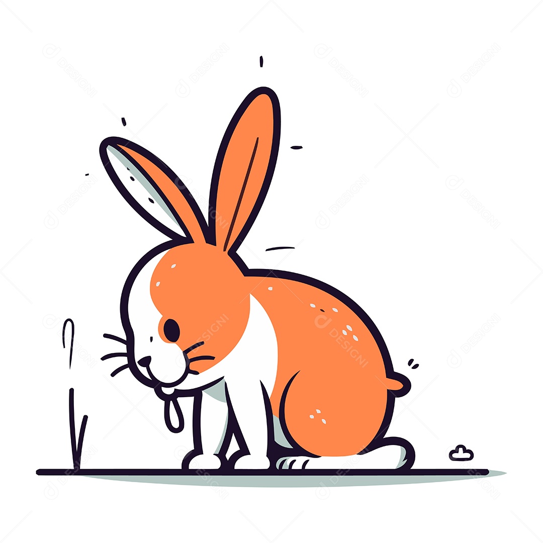 Coelho Bonito de Desenho Animado Ilustração Vetor EPS