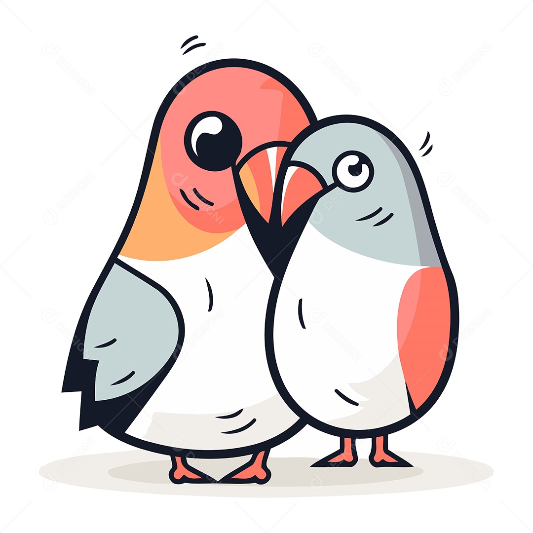Casal de Pombinhos de Desenho Animado Ilustração Vetor EPS