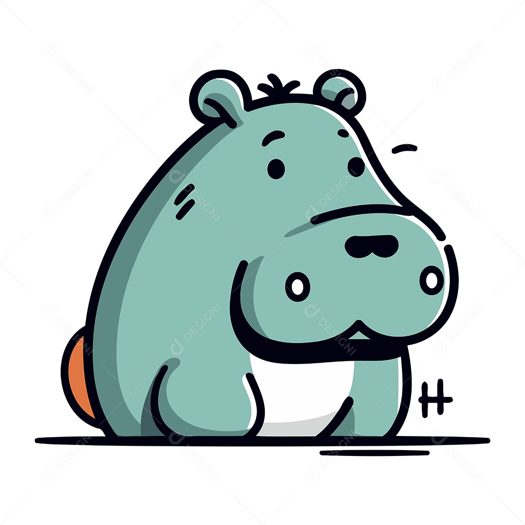 Hipopótamo de Desenho Animado Ilustração Vetor EPS