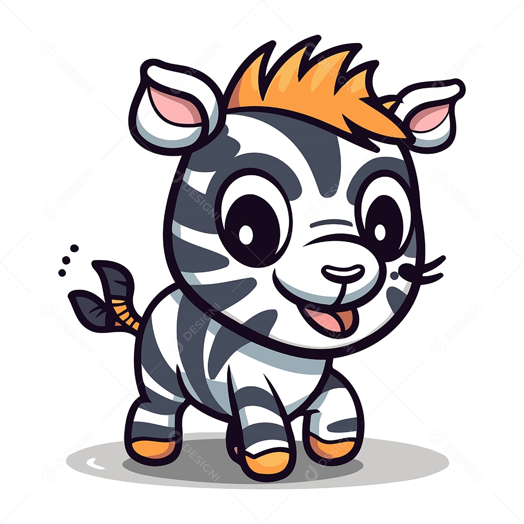Zebra de Desenho Animado Ilustração Vetor EPS